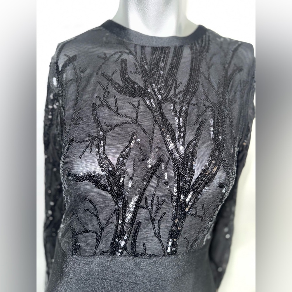 Black Venus Dress Sheer Top w Sequins - Picture 3 of 8